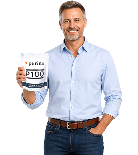 P100 Powdered Synthetic Urine Kit by Purine — complete kit on white background