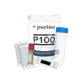 Attaching heating pad to P100 vial — temperature strip showing 90–99°F